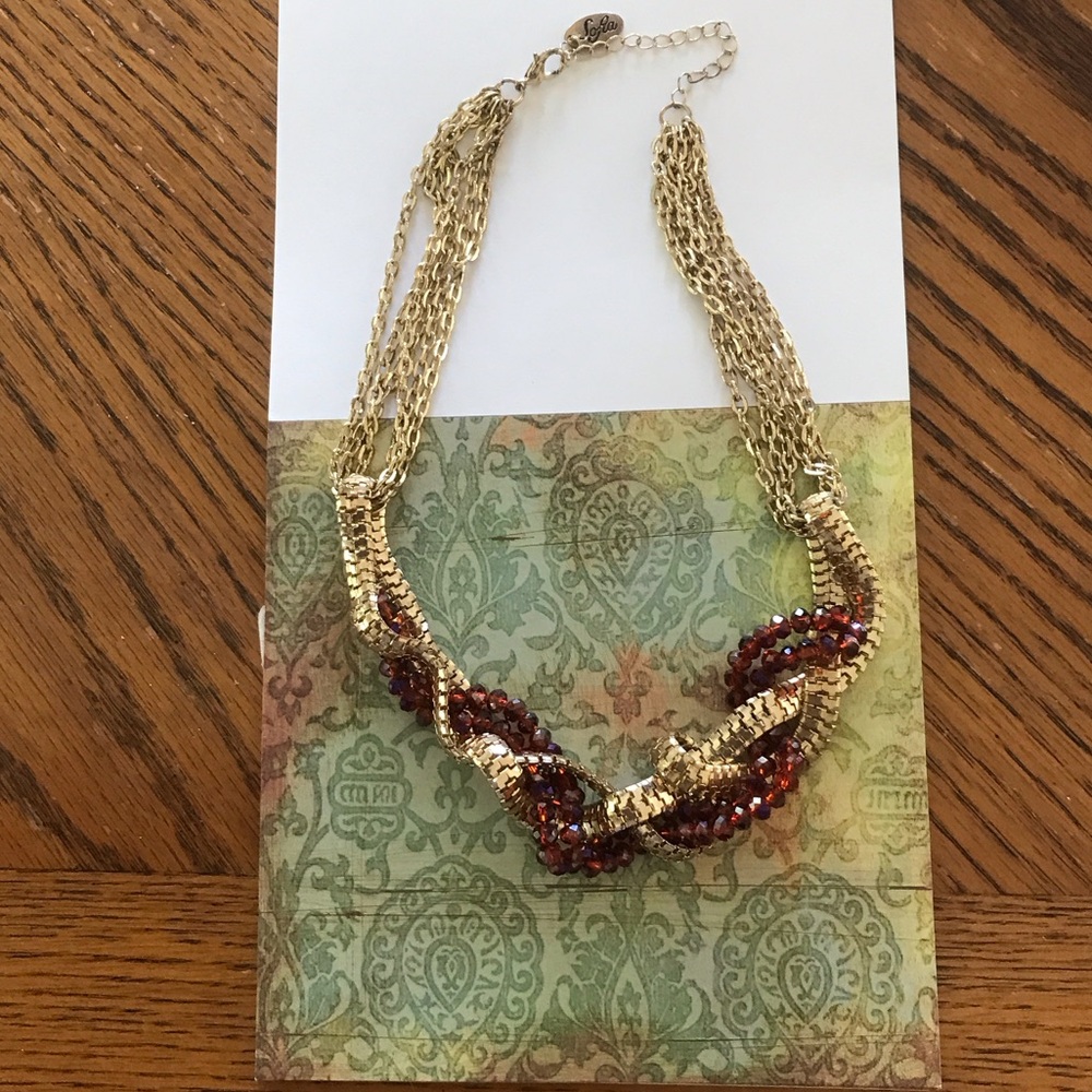 Gorgeous gold toned and red stones Sofia necklace